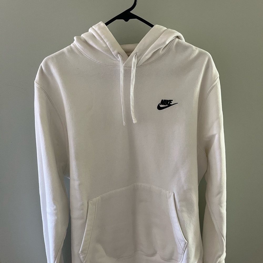 Nike White Hooded Pullover with Black Swoosh